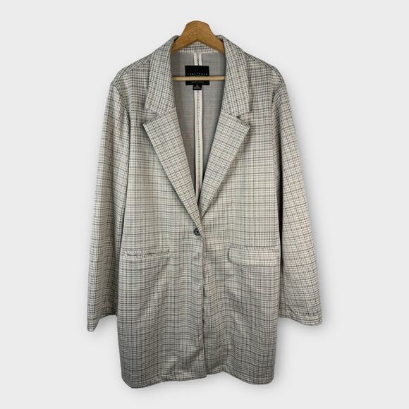 Sanctuary Womens size XXL Catalina Plaid Button Front Long Coat Jacket Blazer - Picture 2 of 11